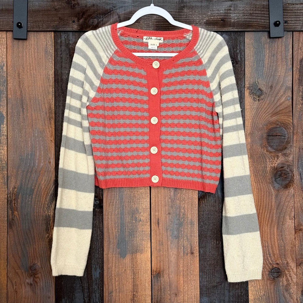 Lili's‎ Closet Anthropologie Sunset Sails Cropped Cardigan Sweater Wool Size L